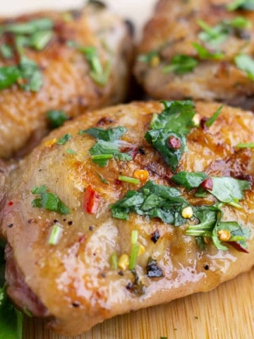Up close view of cilantro lime chicken