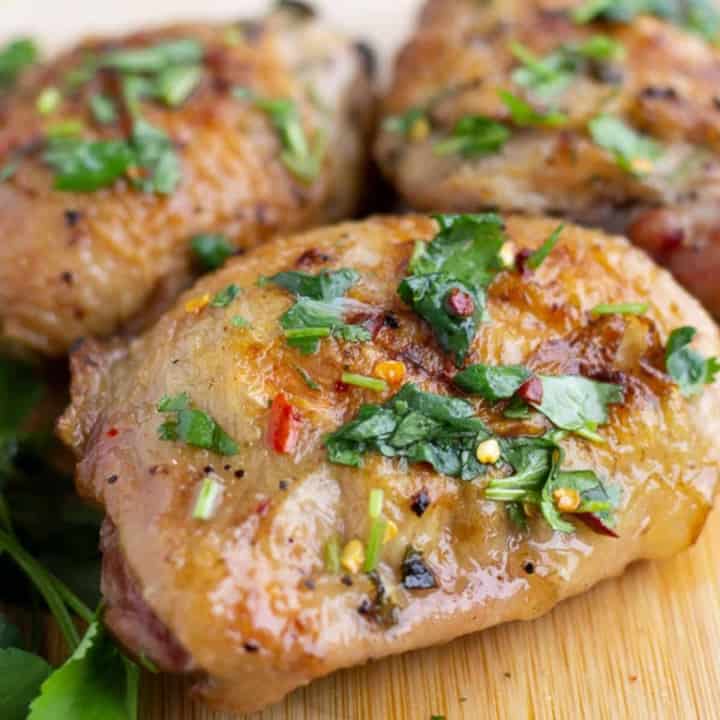 Up close view of cilantro lime chicken