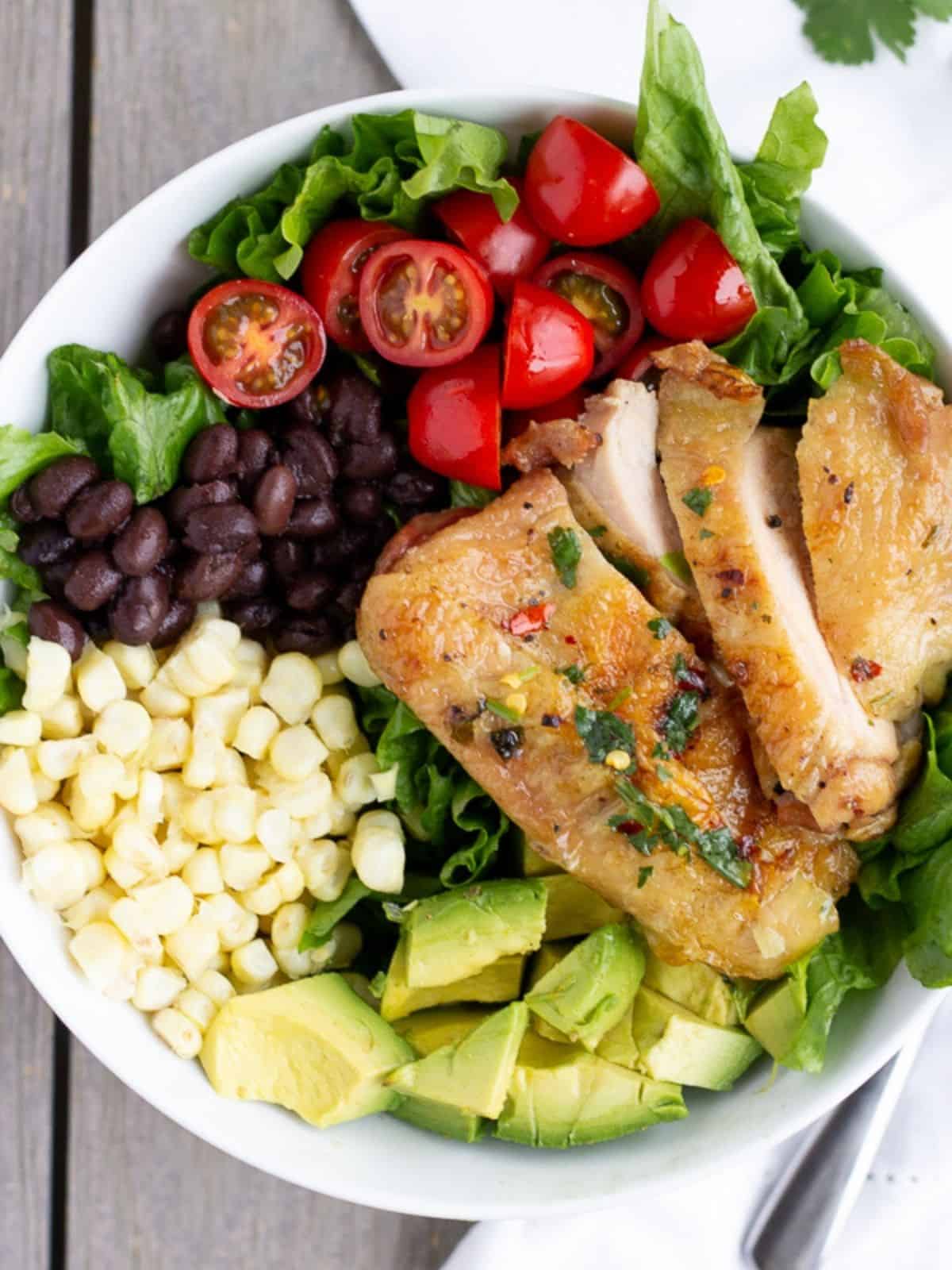 Overhead view of cilantro lime chicken salad