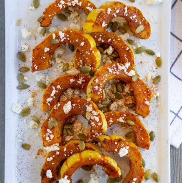 Roasted Delicata Squash with Pepitas and Feta Cheese- ThaiCaliente.com
