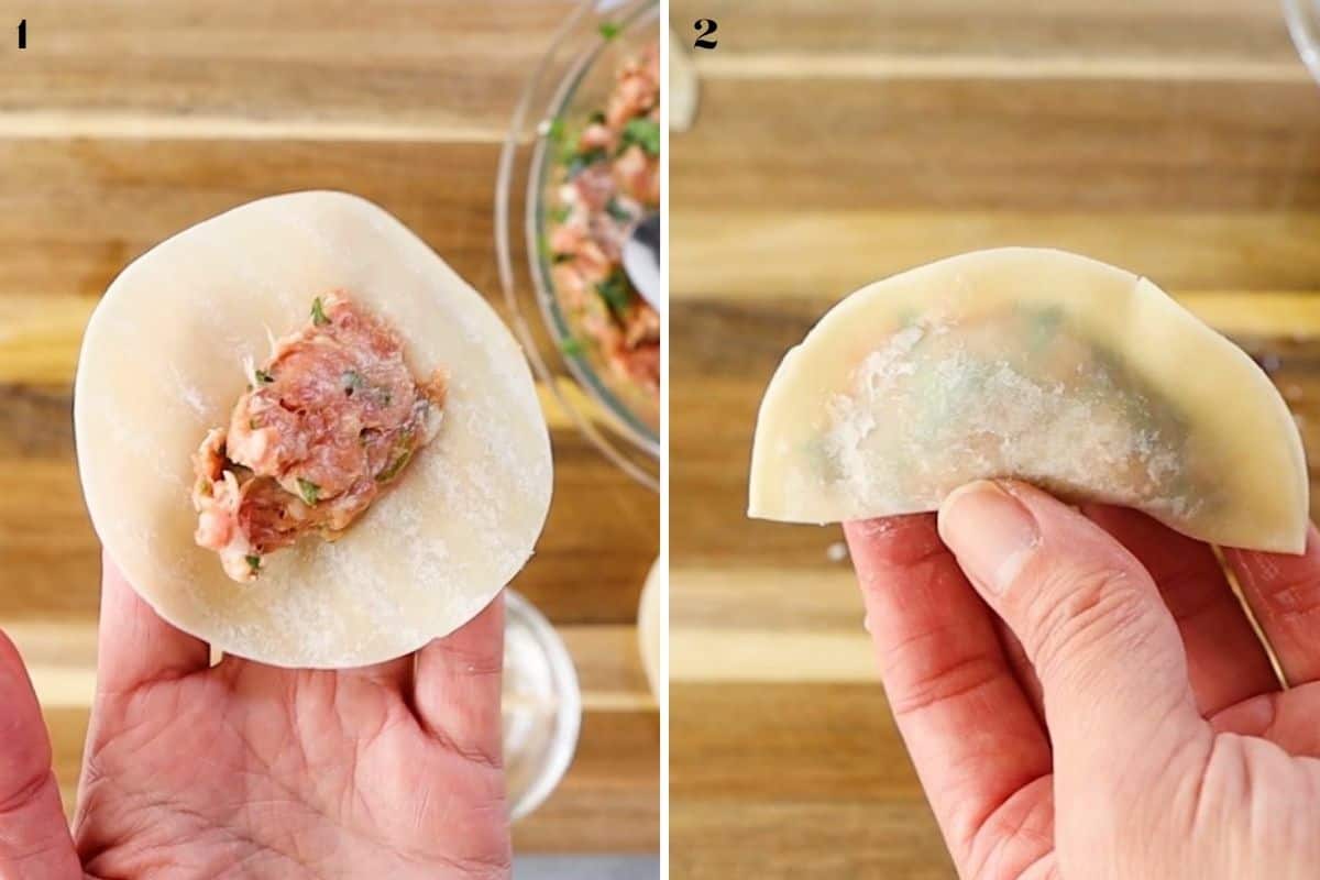 Collage on how to fold wontons.