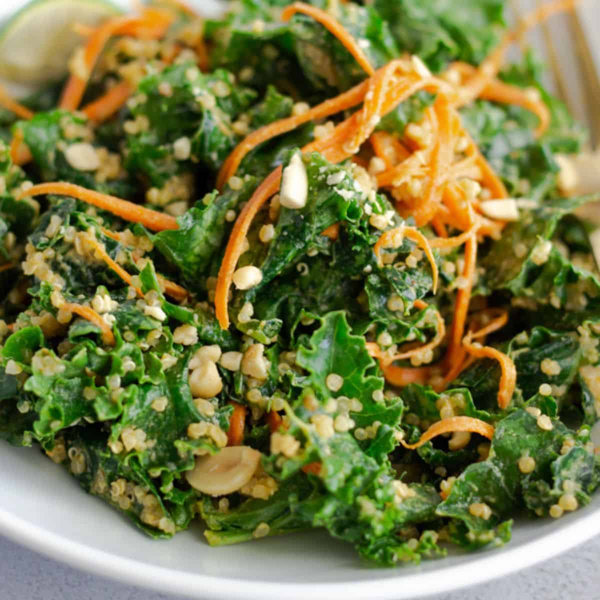 Meal Prep Kale and Quinoa Salad with Peanut Dressing