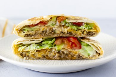 Horizontal view of crunchwrap.
