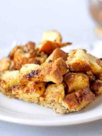 Feature image of a piece of French toast casserole on a plate.