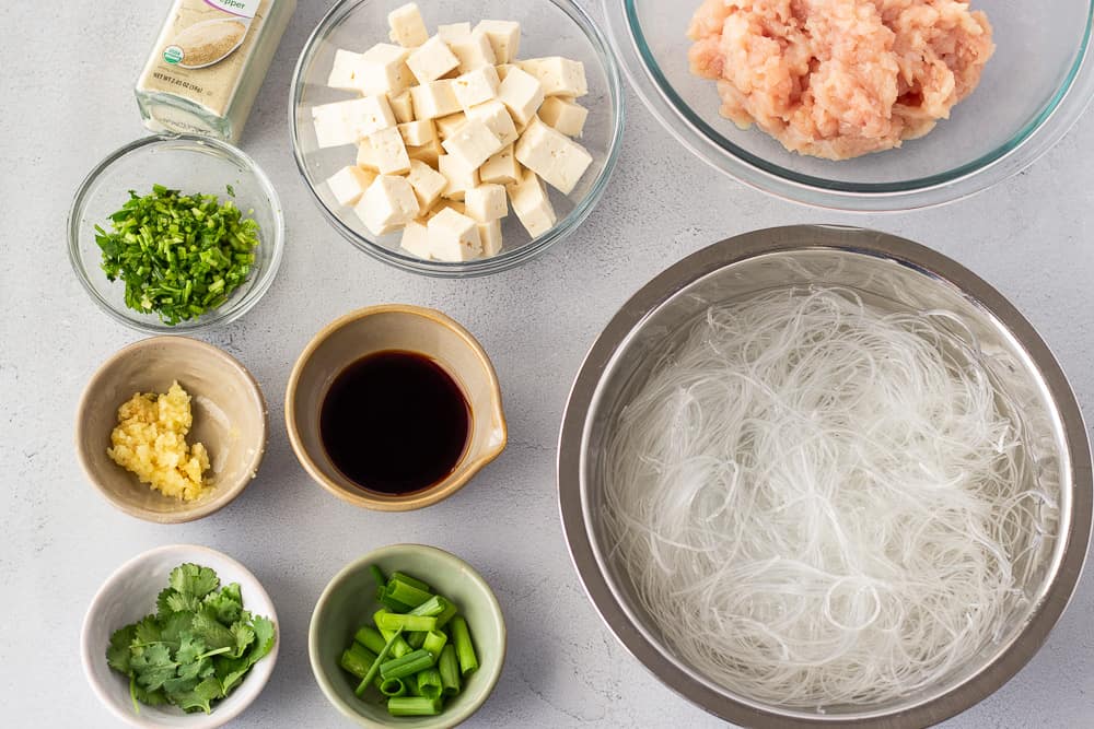 Ingredients in individual bowls.