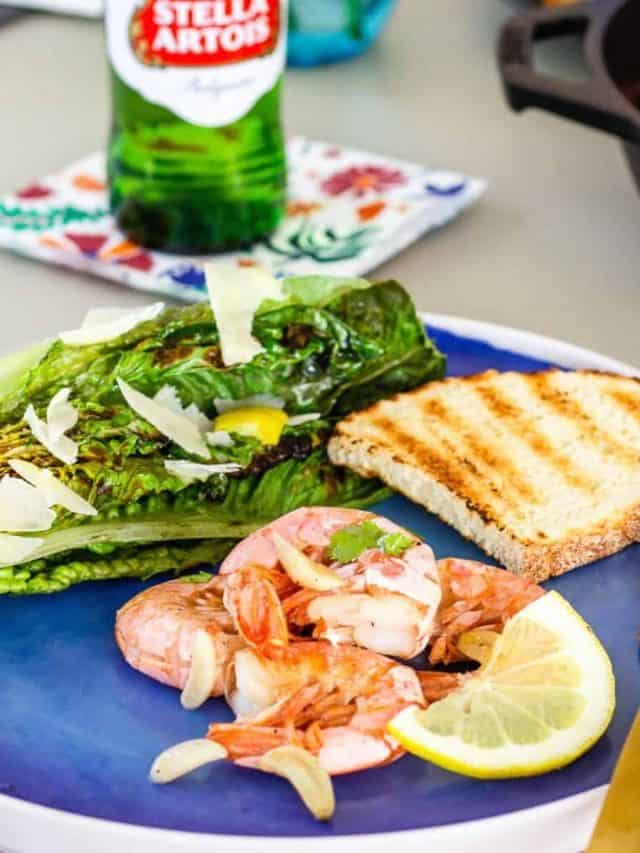 Shrimp and Grilled Romaine Lettuce