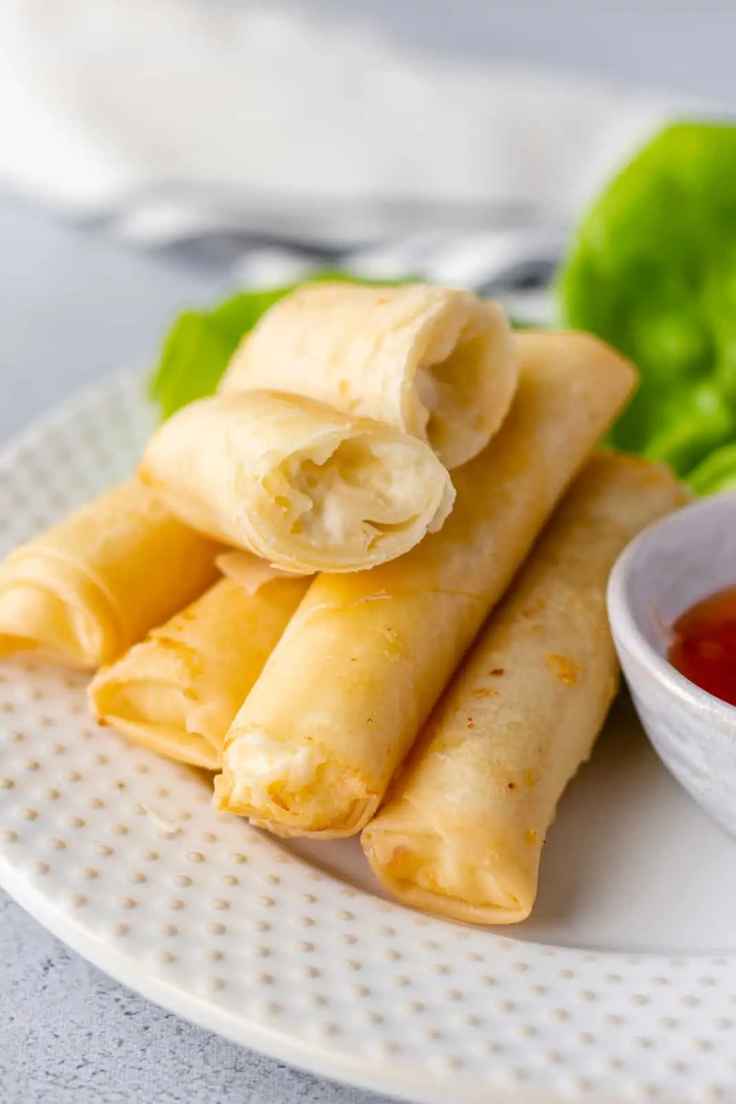 Up close view of cream cheese filling.