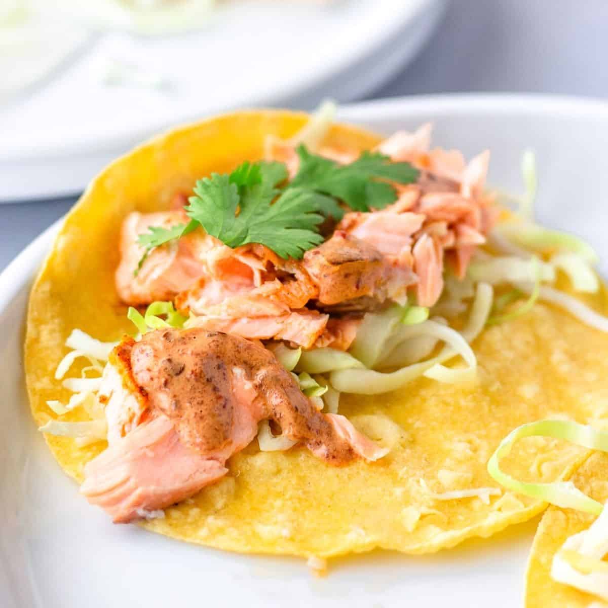 Salmon Tacos with Chipotle Cream Sauce