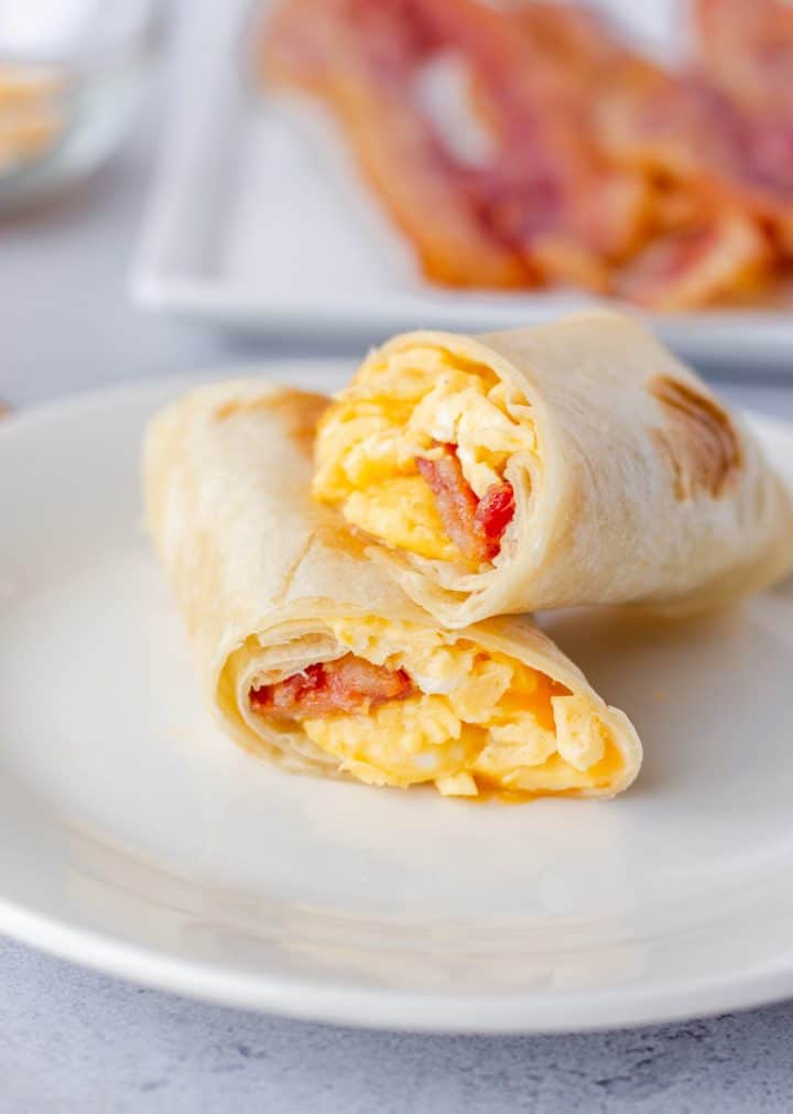 Bacon Egg and Cheese Burritos- Freezer Friendly | Breakfast Recipes