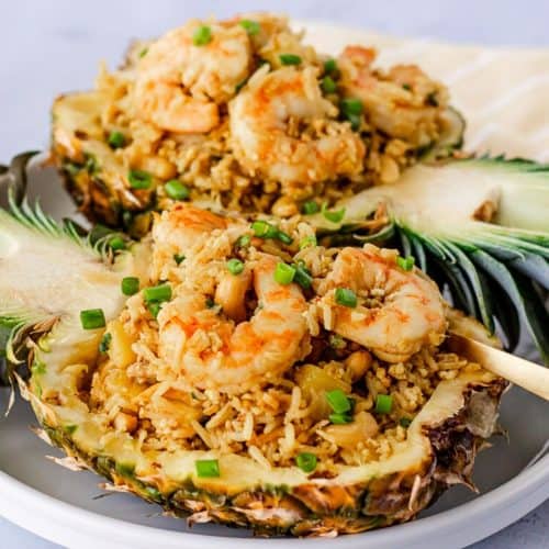 Thai Pineapple Fried Rice with Chicken and Shrimp Thai Caliente
