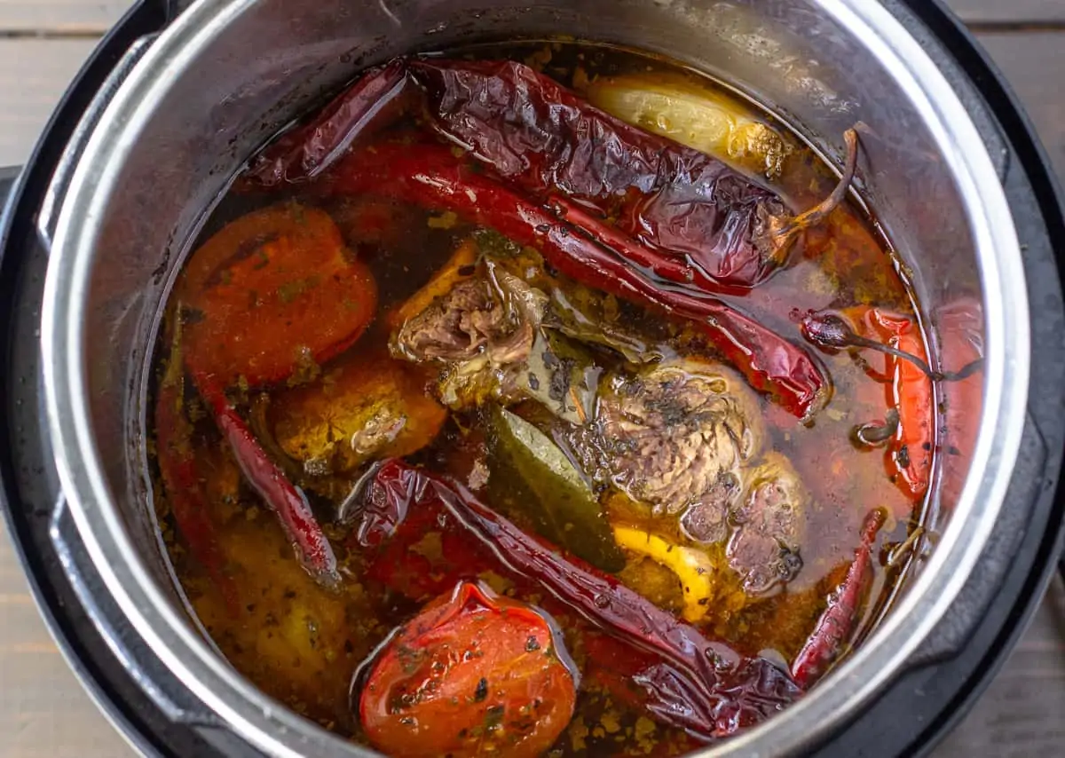 Cooked barbacoa in the instant pot.