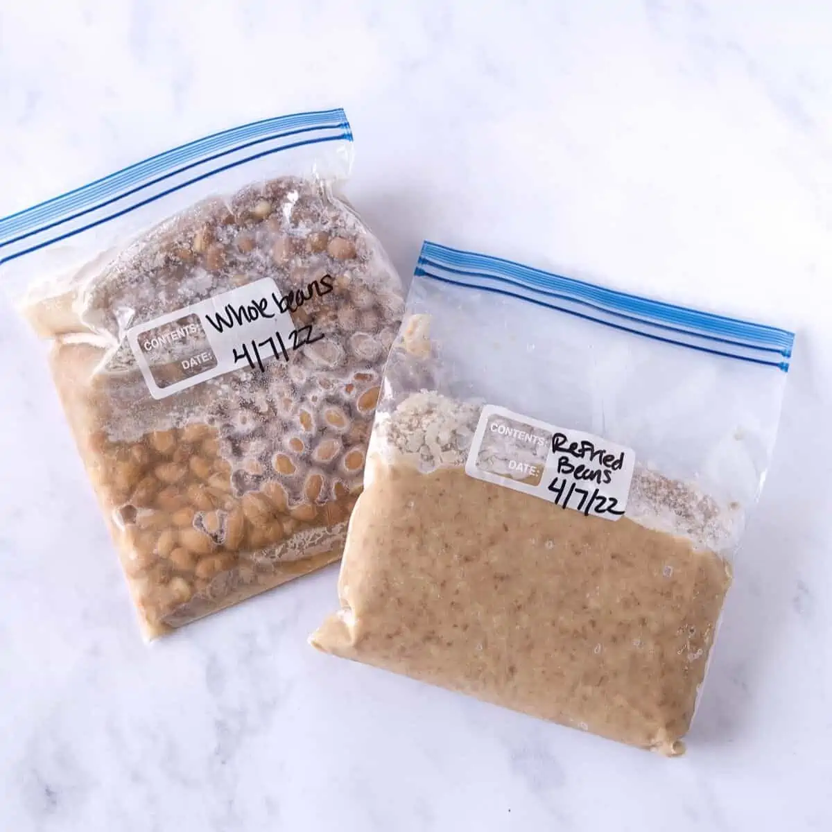 Two bags of frozen beans.