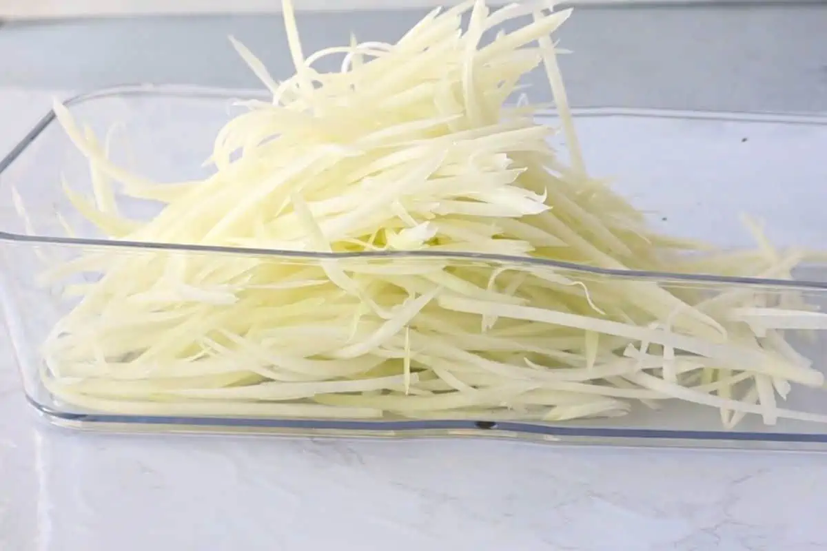 Shredded green papaya.