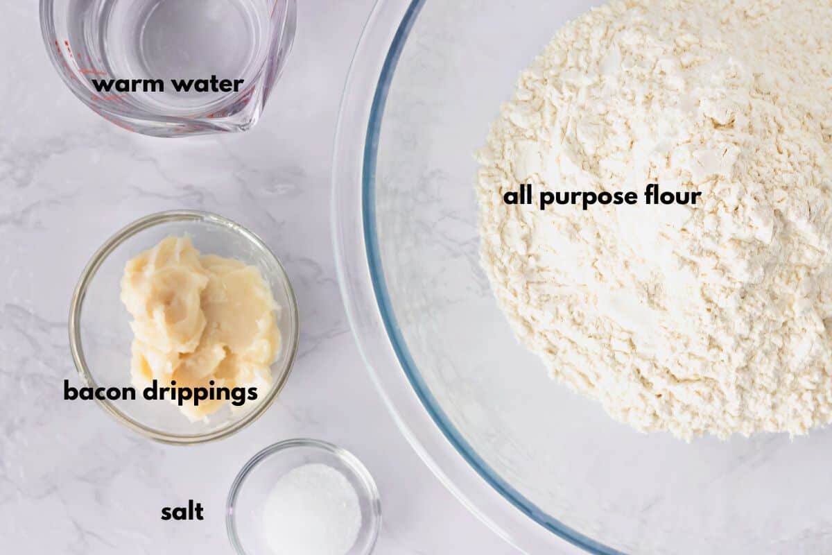 Ingredients for flour tortillas.