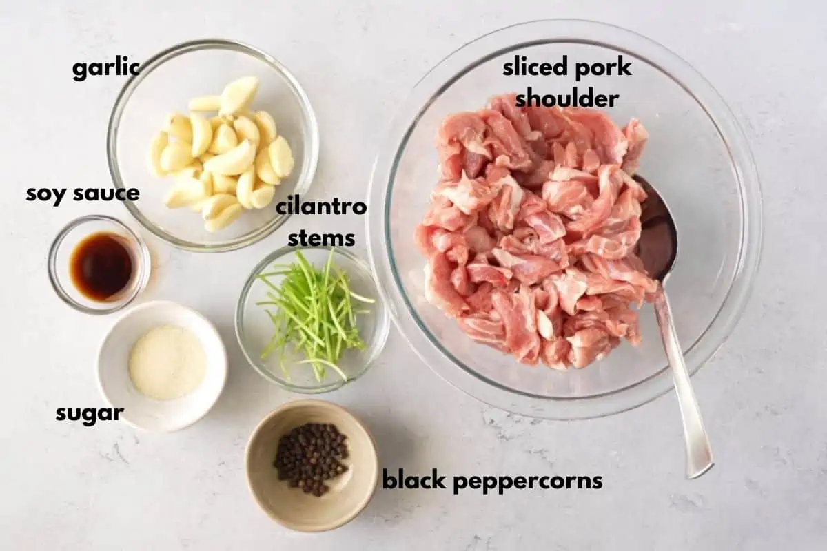 Ingredients for Moo Kratiem.