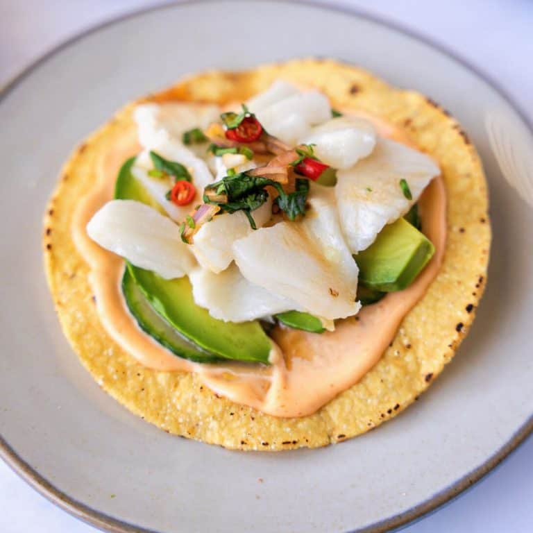 Sea Bass Ceviche Tostada Thai Caliente