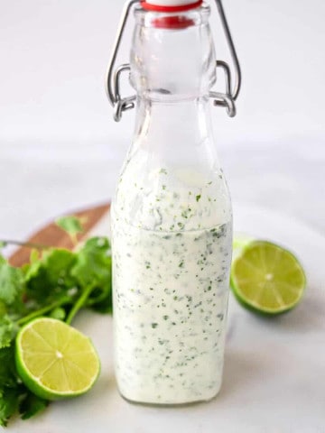 Feature image of dressing in a glass bottle.
