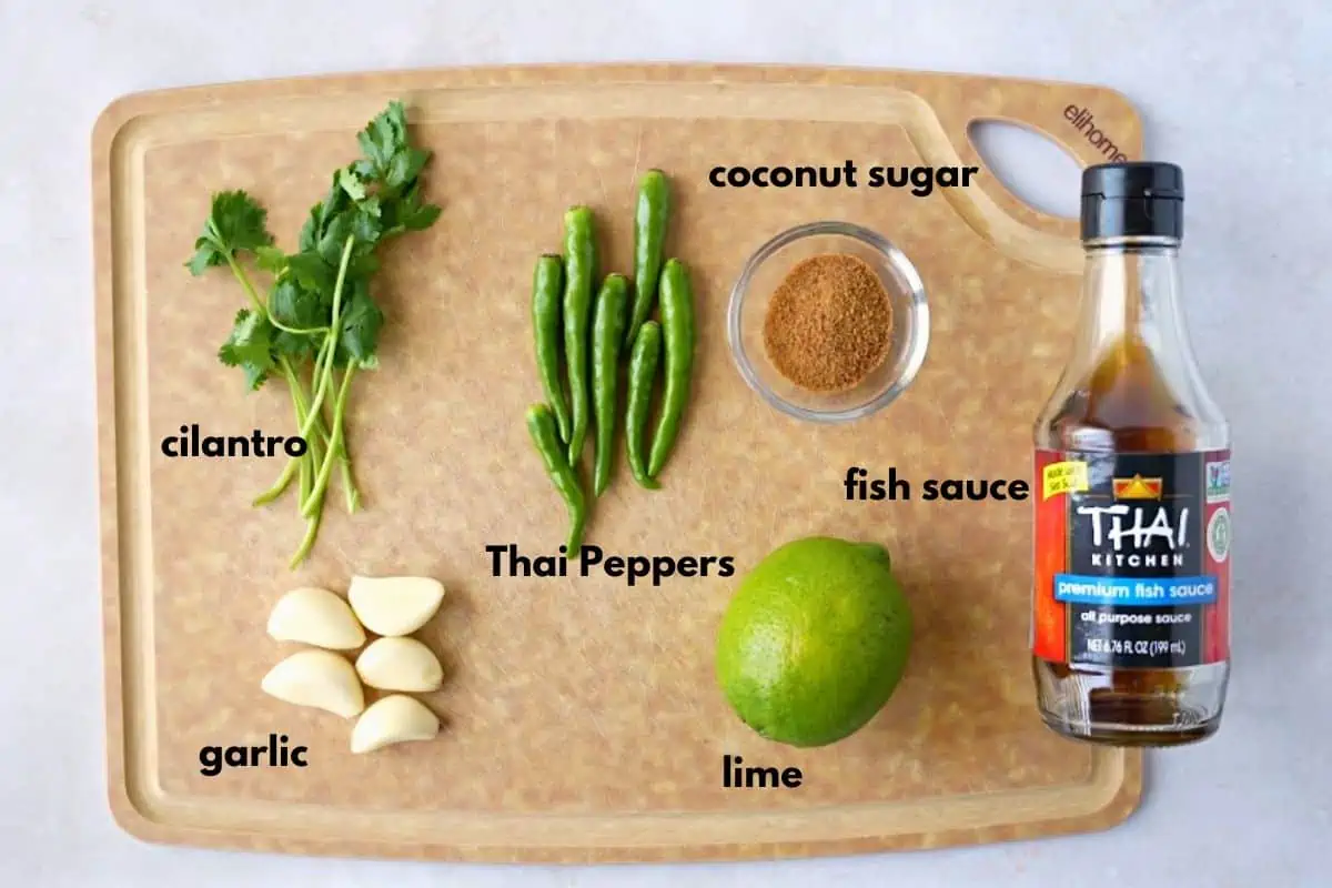 Ingredients for seafood dipping sauce.