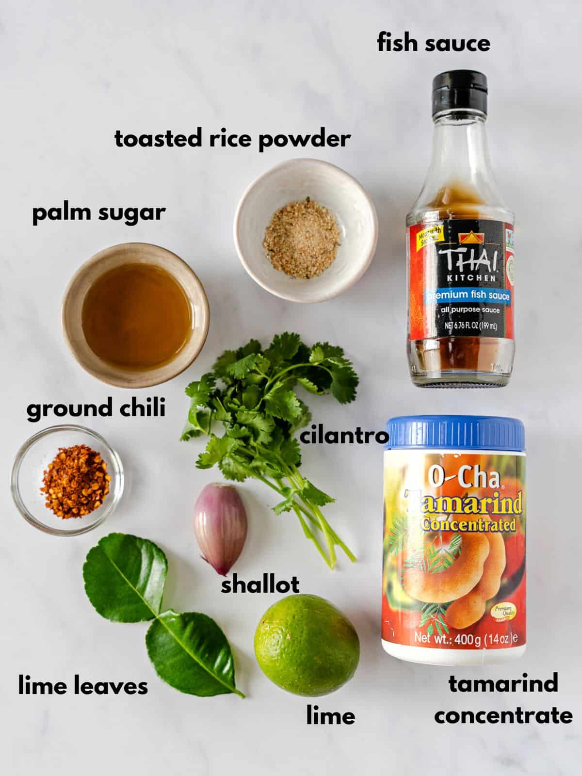 Ingredients with text for spicy dipping sauce.
