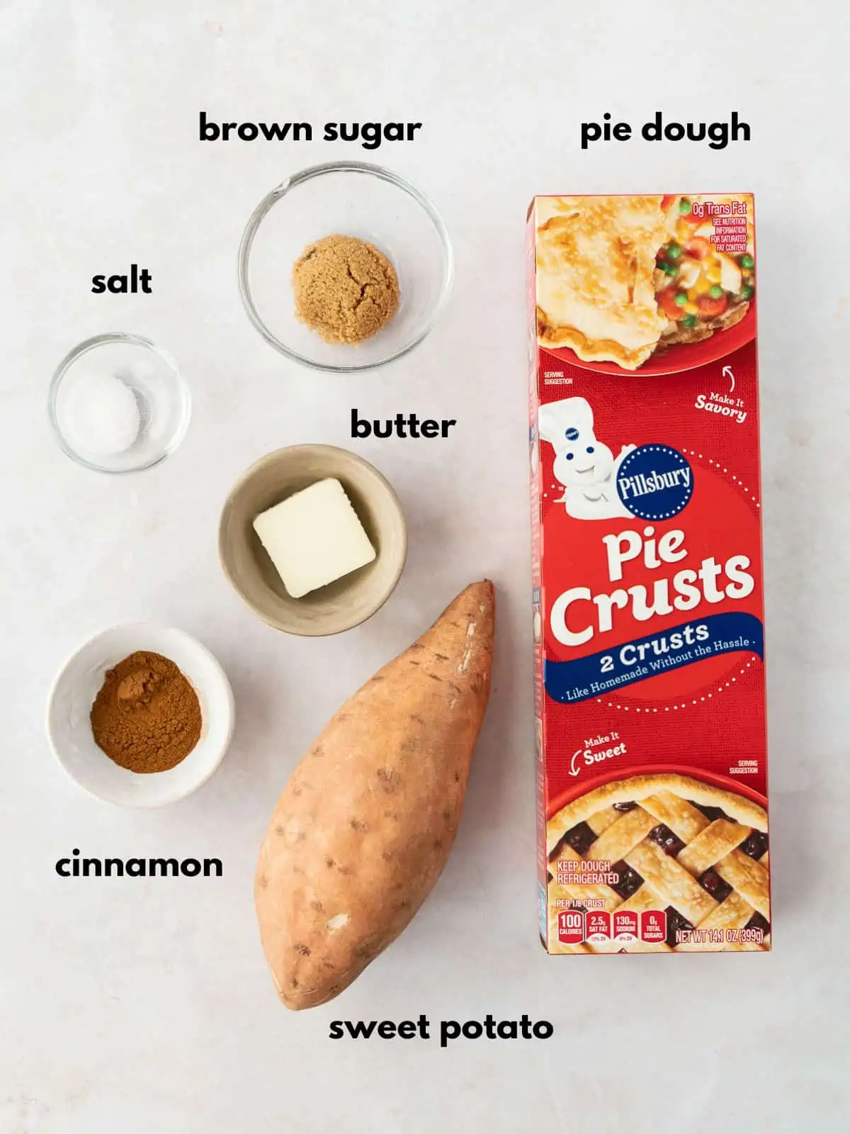 Ingredients with text on each one.