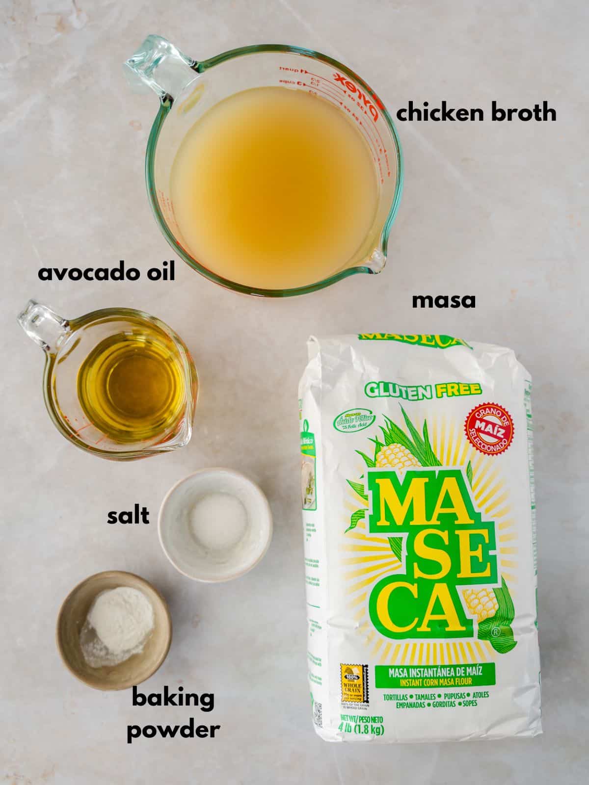 Ingredients for making tamale masa.