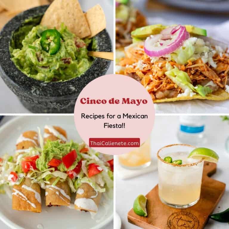 Four image collage with text saying, Cinco de Mayo Menu.