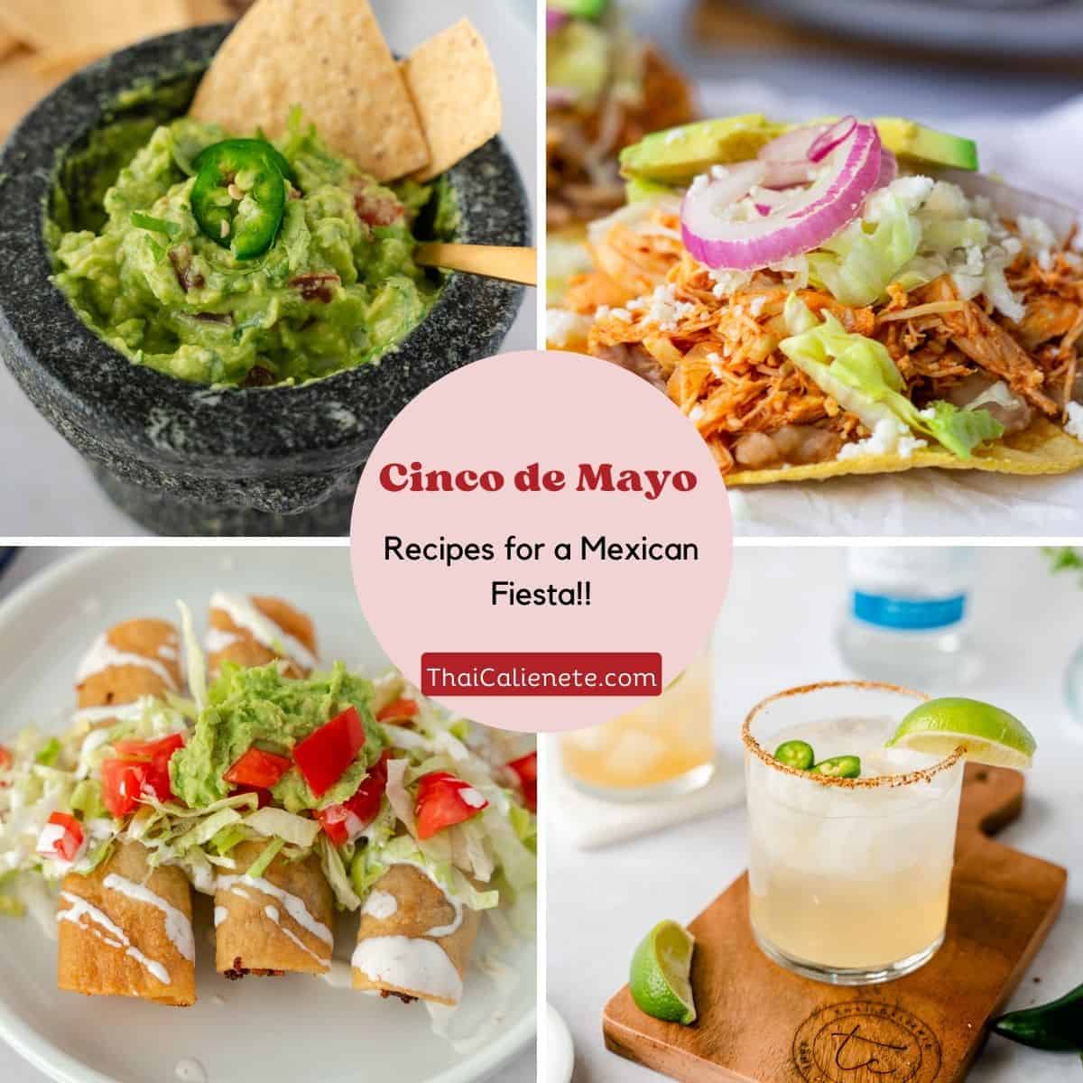 Four image collage with text saying, Cinco de Mayo Menu.