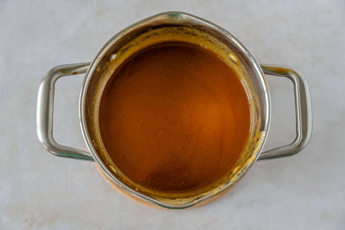 Blended sauce in a pot.