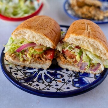 Feature image of a the torta cut in half.