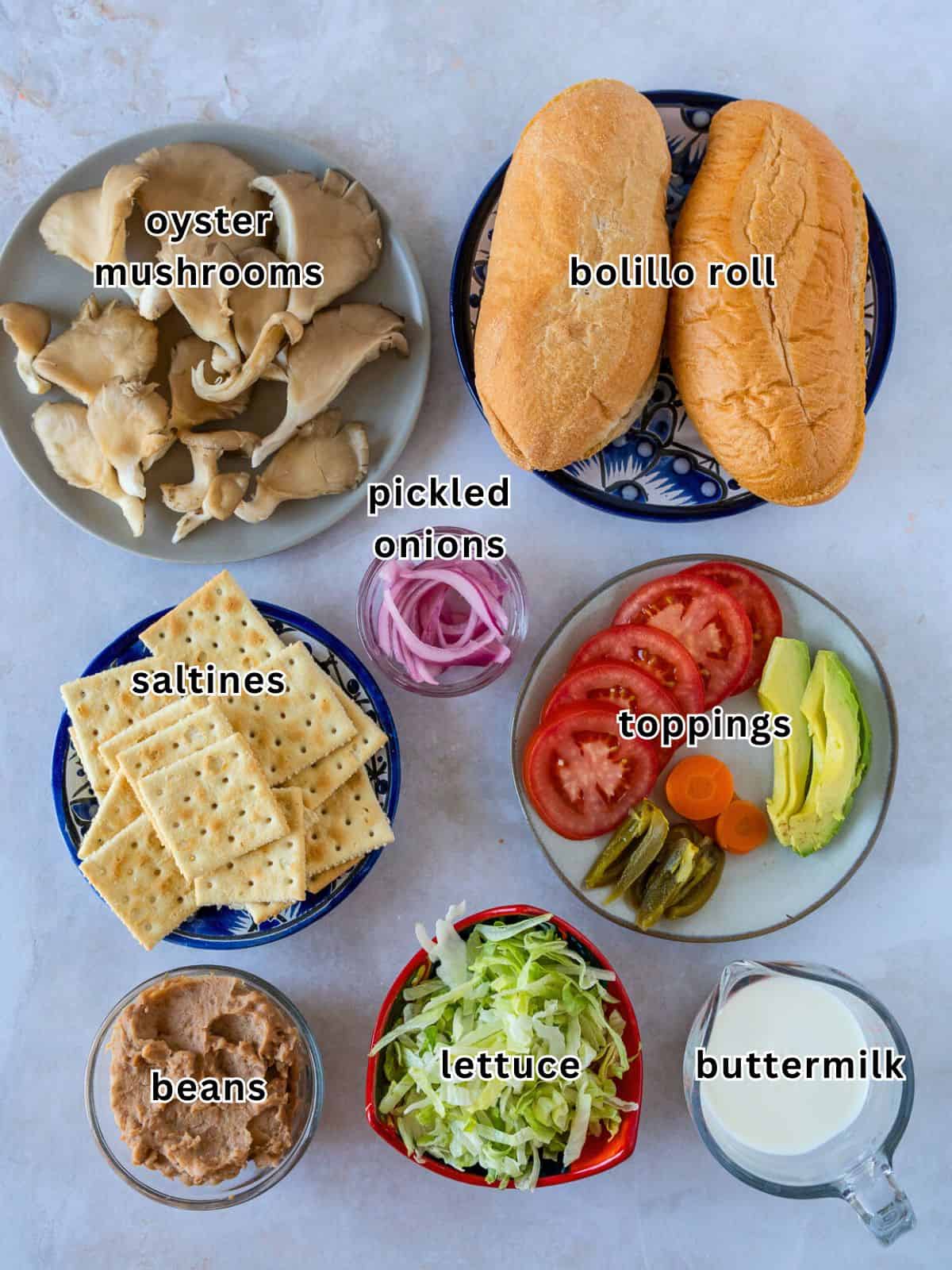 Ingredients with text for Mushroom Milanesa torta.