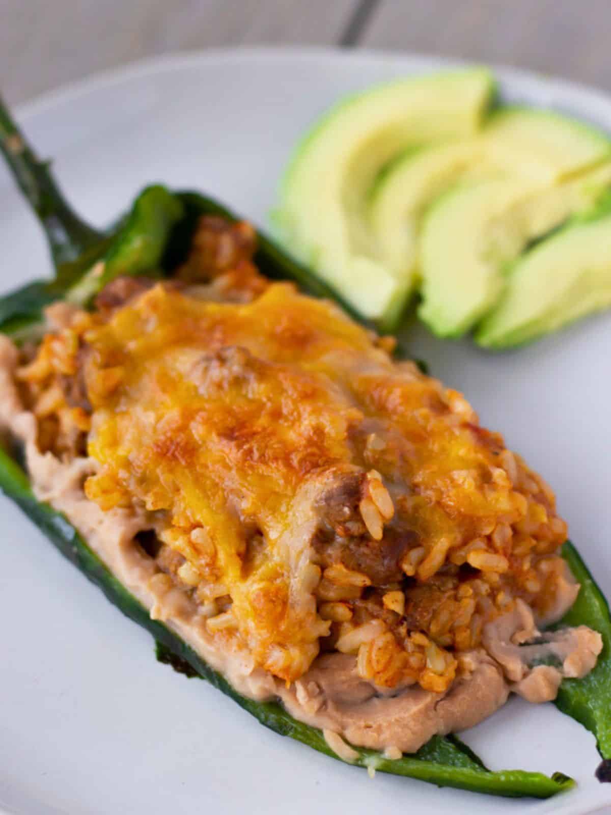 Carne Asada Stuffed Poblanos | ThaiCaliente.com Poblano stuffed with beans, rice, and carne asada.