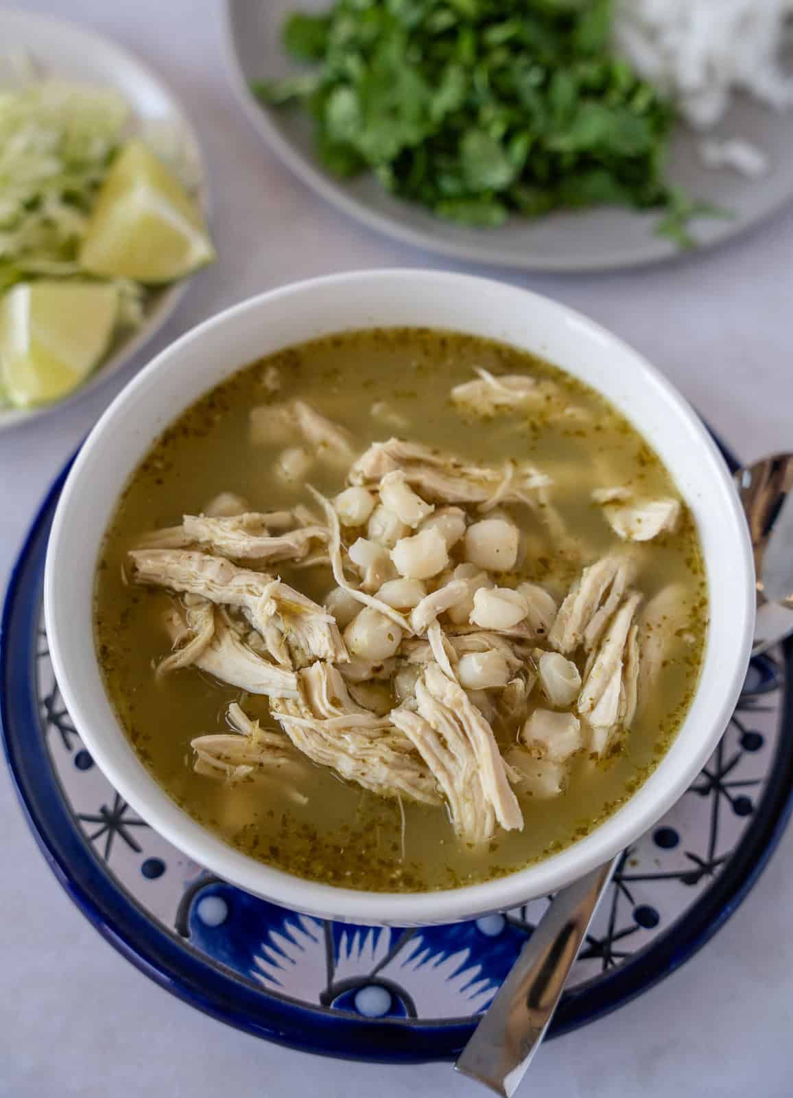 Pozole verde without any toppings.