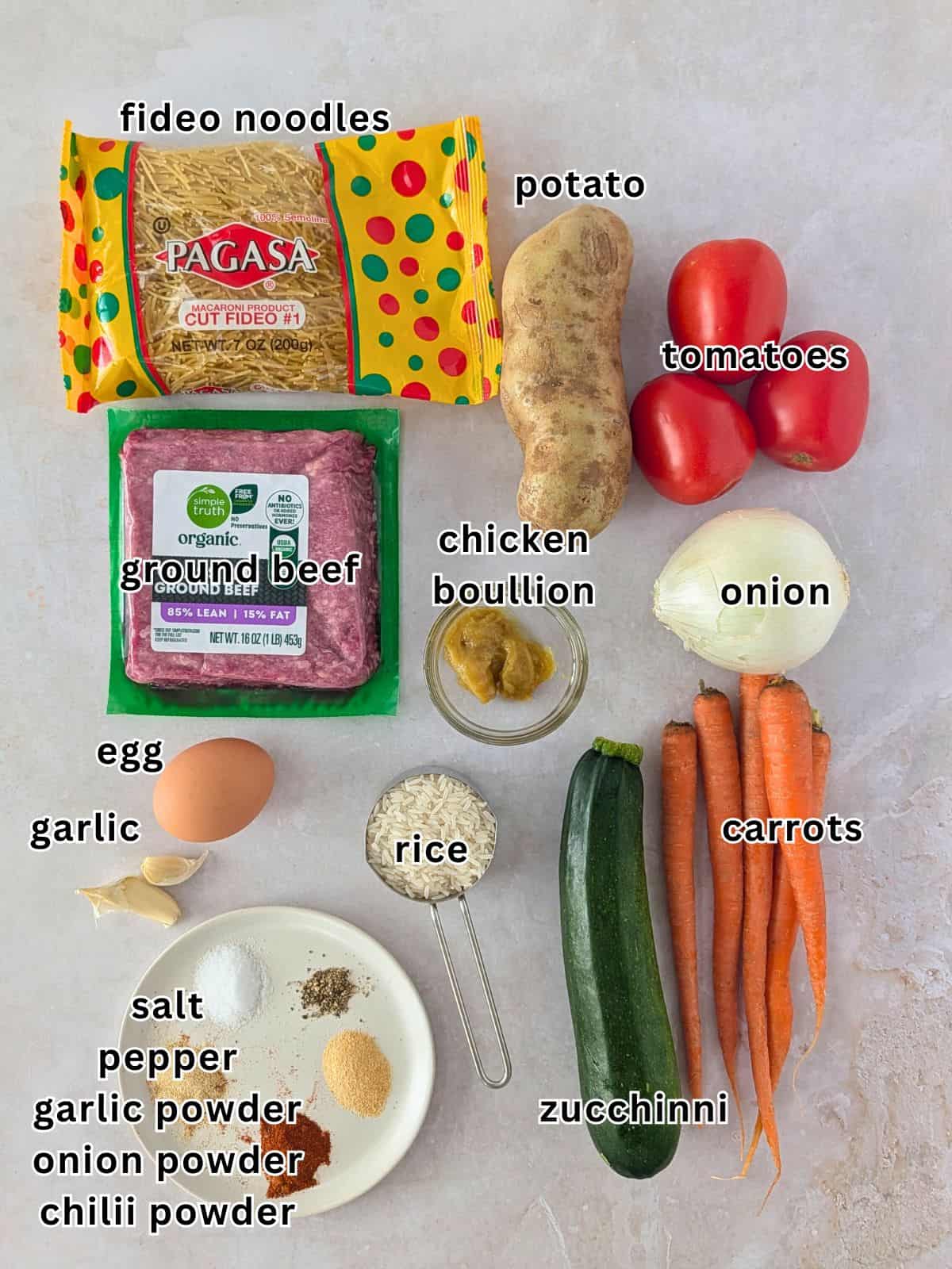 Ingredients labeled with text.