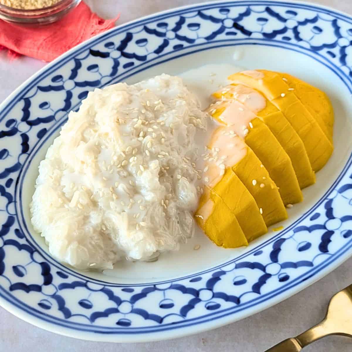 Feature image of sticky rice and mango.