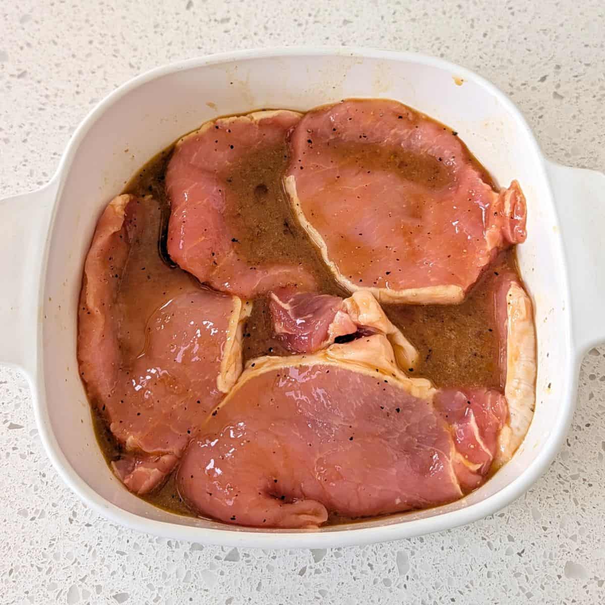 Pork in marinade.